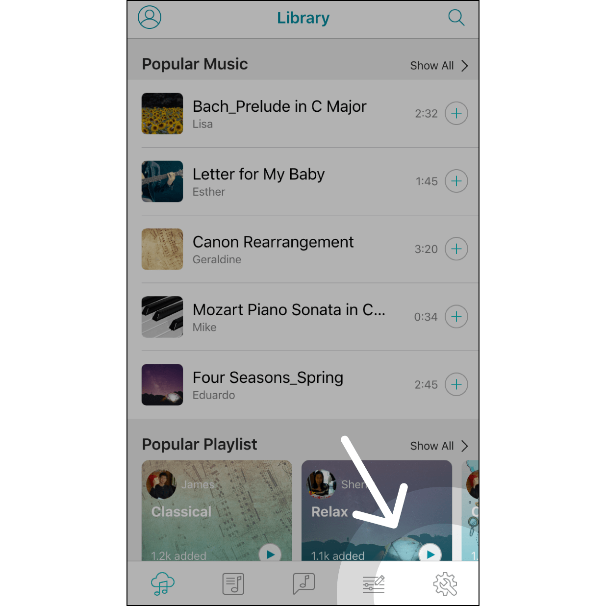 1. Enter the Setting page in the AppClick on the gear icon to enter the setting.