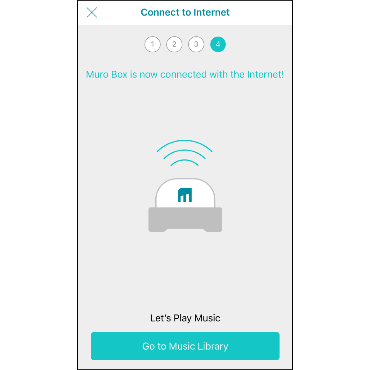 9. Connected to Muro Box Wi-FiAfter finishing the connection, you will hear a ding-dong sound from the Muro Box, and it will indicate “Connected to Muro Box.” Click “Go to the Playlist” to play songs.