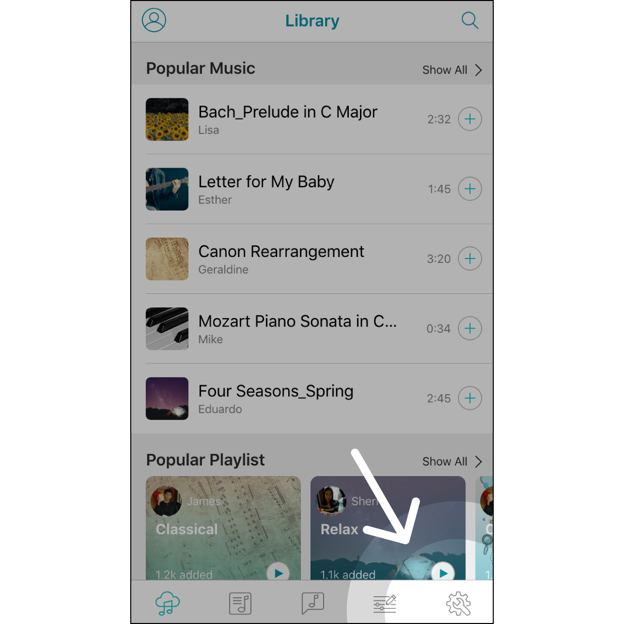 1. Enter the Setting page in the AppClick on the gear icon to enter the setting.