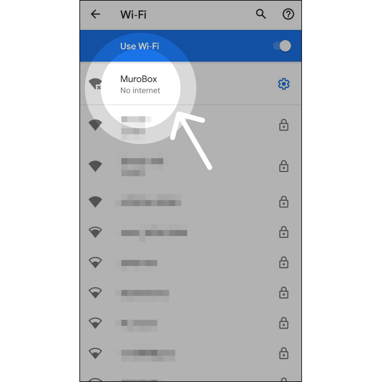 5. Connect the Muro Box ManuallyAfter entering the Wi-Fi setting, connect your Muro Box with “Muro Box” Wi-Fi. After connecting, click “Return” and go back to the Muro Box App.