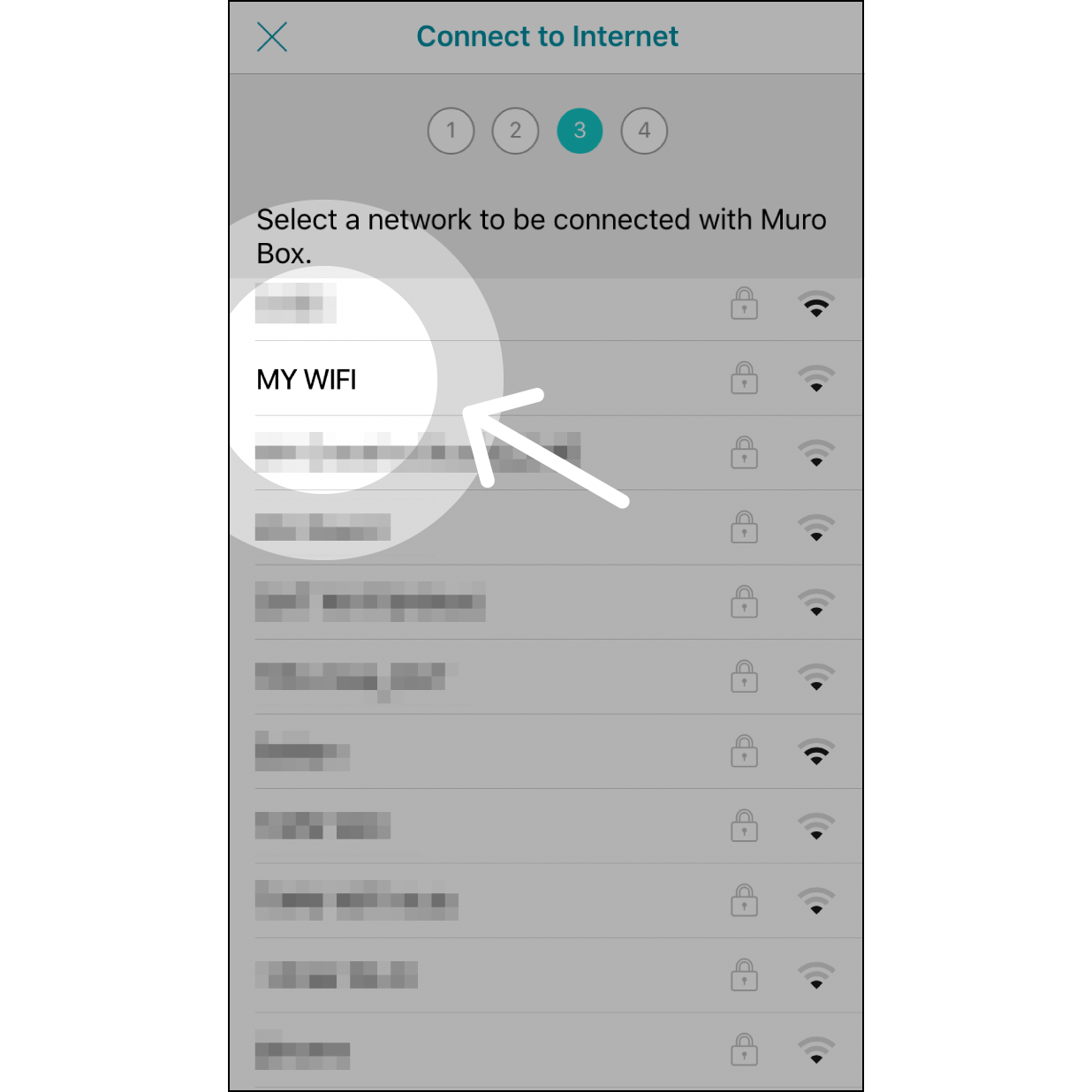 7. Choose the Wi-Fi. At the internet selection page, click on the Wi-Fi you want to connect with. Please connect to 2.4GHz SSID.