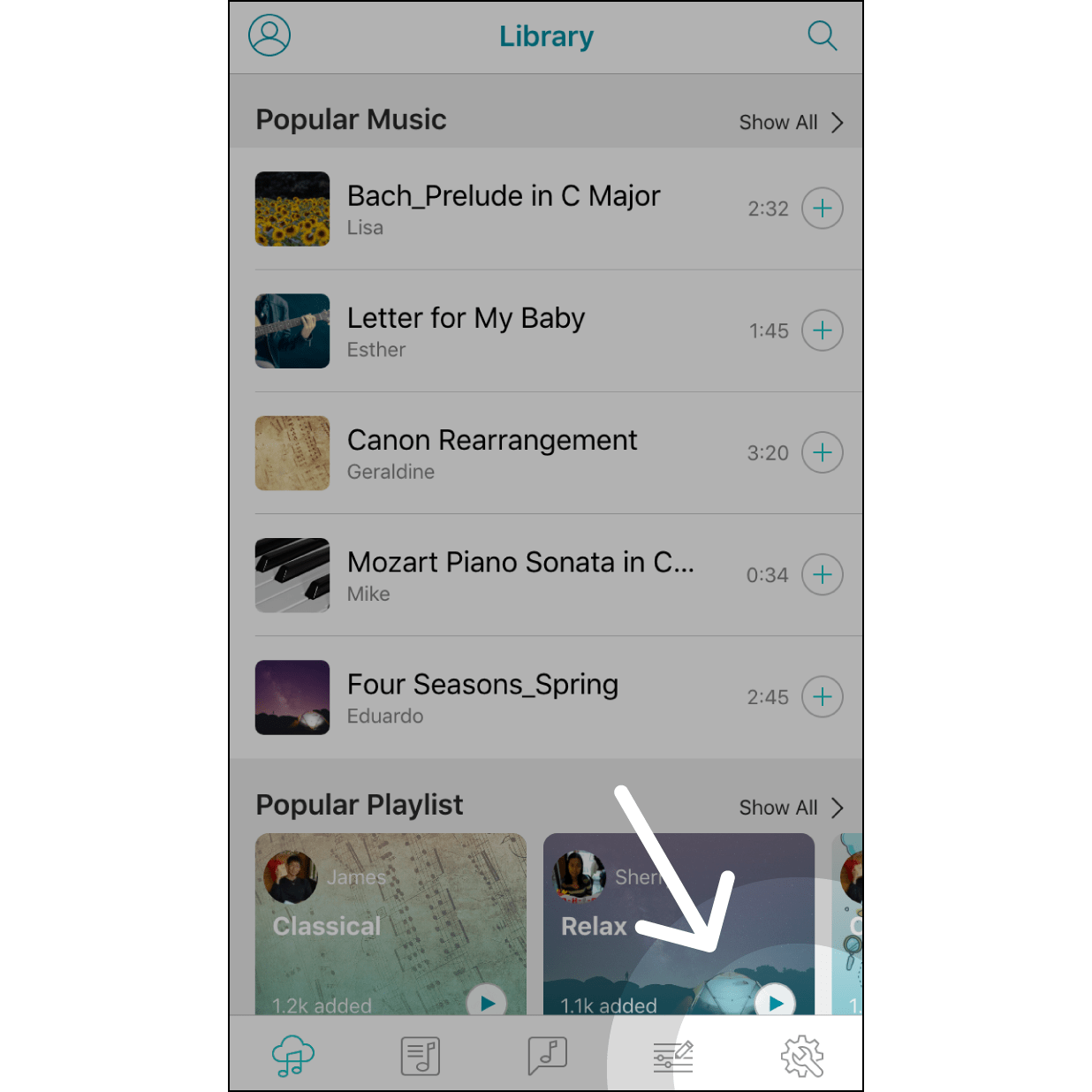 1. Enter the Setting page in the App. Click on the gear icon to enter the setting.