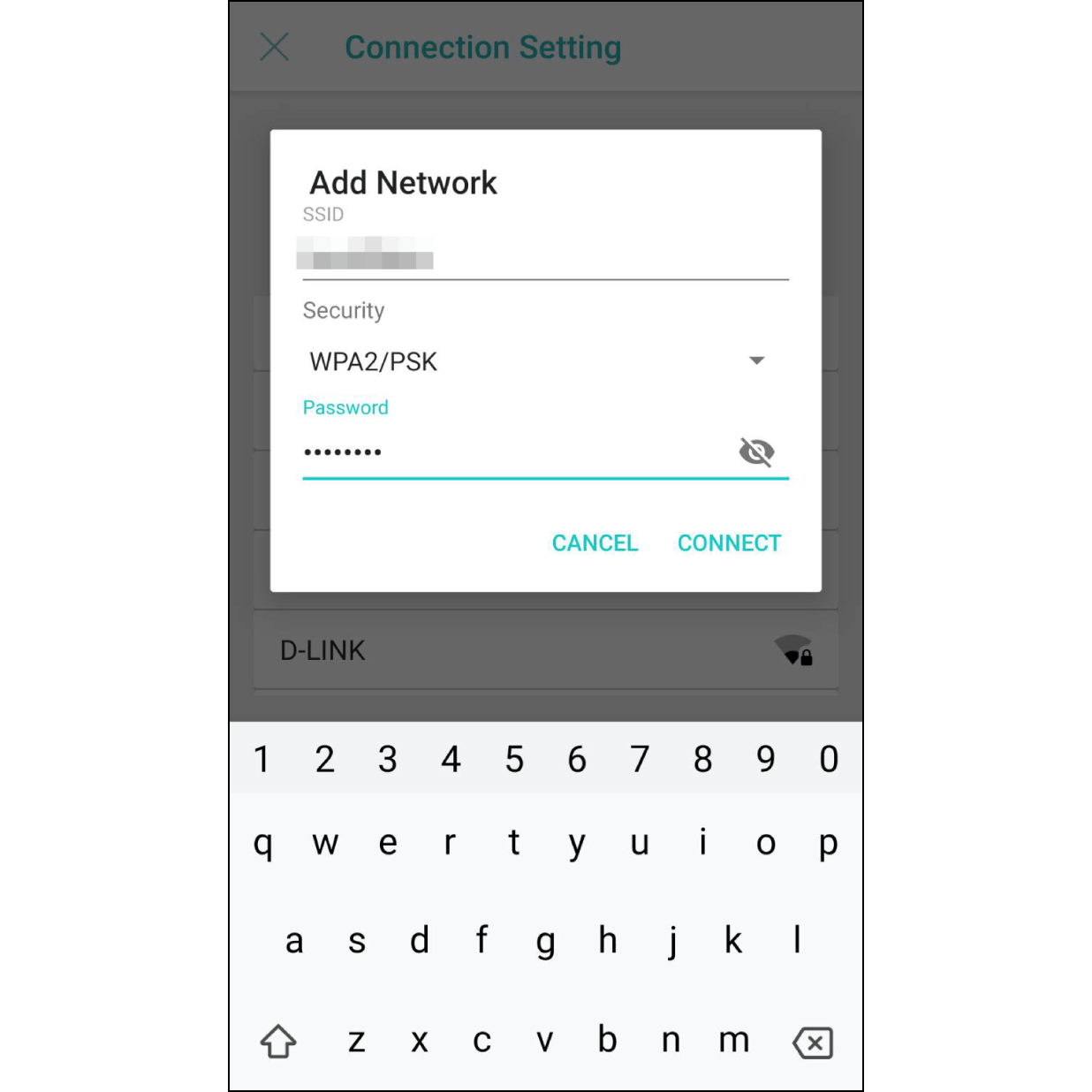 9. Connect to Personal Hotspot. Enter the corresponding network name, set security to "WPA/WPA2 PSK", then enter the password. *Please note that network name and password are case sensitive.