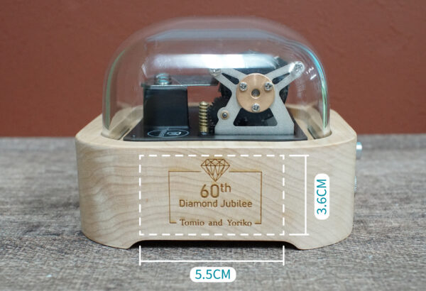 The range of laser engraving on the Muro Box-N20 Standard wooden box