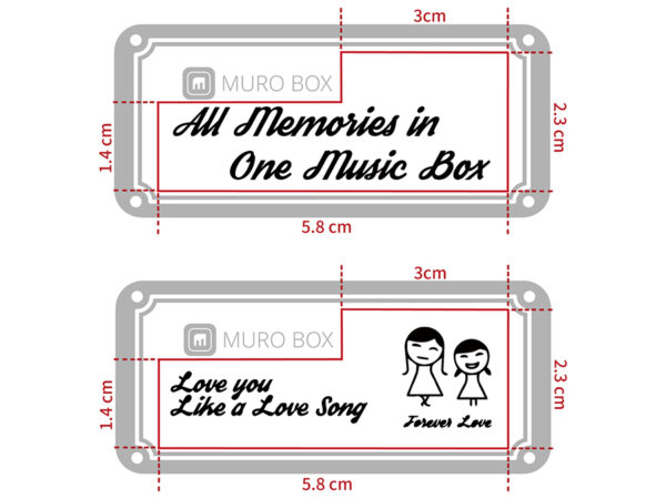 The range of laser engraving on the metal plate of the Muro Box-N20 Standard.