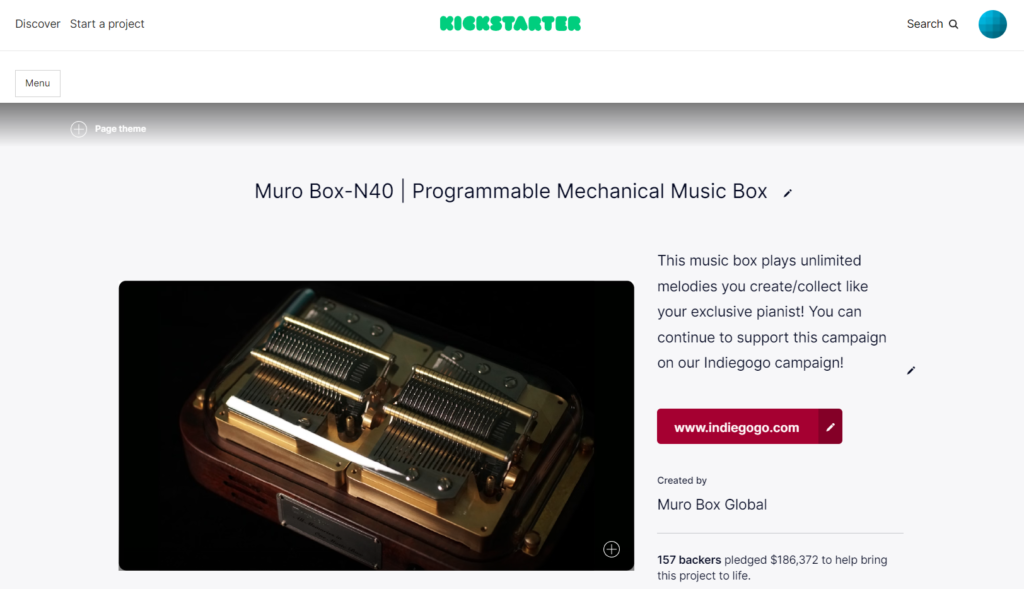 除了求婚用的Muro Box-N20智慧音樂盒，我還從Kickstarter群募平台預購了N40音樂盒，因為它有完整音域包含黑鍵半音，讓我這種不太懂編曲轉調技巧的人更容易演奏出喜歡的音樂。