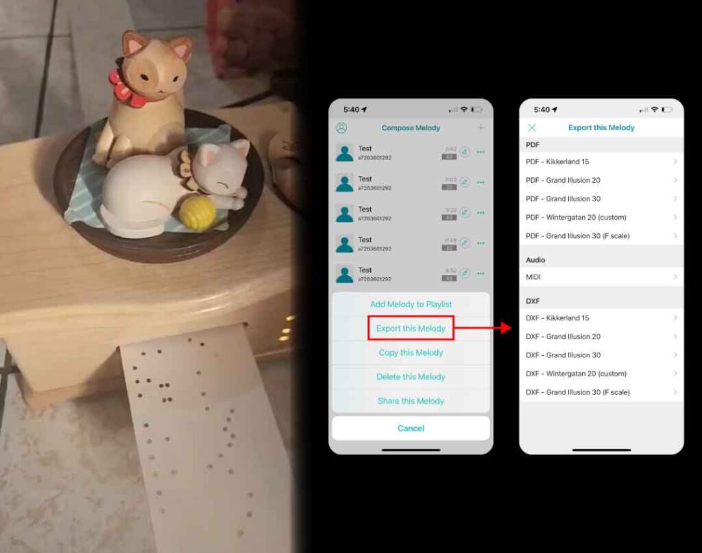 Punched paper strip music boxes can now play melodies composed with the Muro Box App!