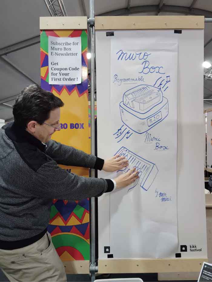 Siegfriedさんも私と同じく、この本物そっくりの手描きポスターを見てPauloさんの精巧な画力に感心し、すぐに手をMIDIキーボードに置き、まるでそのキーボードでN20オルゴールを演奏しているかのように遊んでいました！