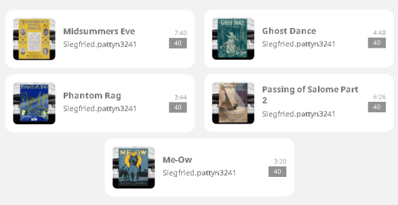 以上圖片顯示的是Siegfried在Muro Box 曲庫公開分享的歌曲名稱與歌曲封面照。