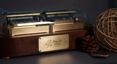 The Custom Engraving Result on the Metal Nameplate of Muro Box-N40 Sublime Music Box